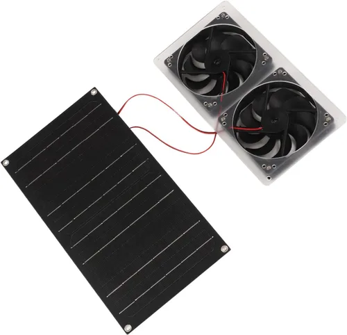 Vista 2 de Panel solar fotovoltaico de 100 W, 5 V, 2 A, con kit de ventilador, extractor de aire de energía solar, generador solar impermeable, ventilador