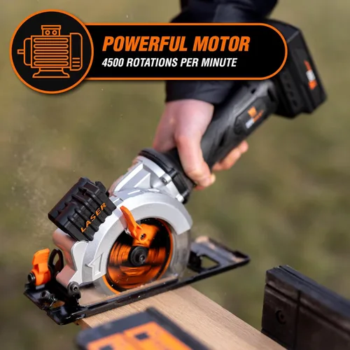 Vista 5 de WEN Mini sierra circular inalámbrica de 20 V máx. de 4-1/2 pulgadas con batería de 2.0 Ah y cargador (20604)