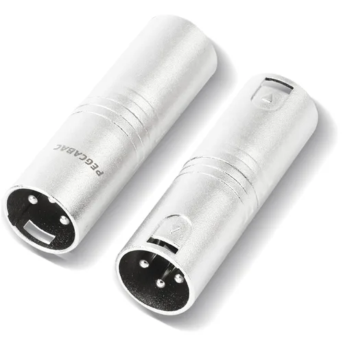 Vista 8 de 2 adaptadores XLR macho a TS de 1/4 pulgadas, adaptadores macho a XLR macho de 1/4 pulgadas, adaptador XLR macho a macho a 1/4, plateado