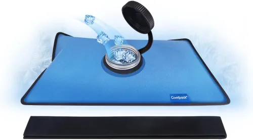 Comfpack Pequeña bolsa de hielo recargable para lesiones, bolsa de agua helada de viaje de 11.8 x 7.8 pulgadas con correa para terapia de frío,