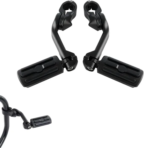 Vista 17 de XFMT - Estribos de color negro mate para motocicleta, 1.25 pulgadas, incluye kit de montaje