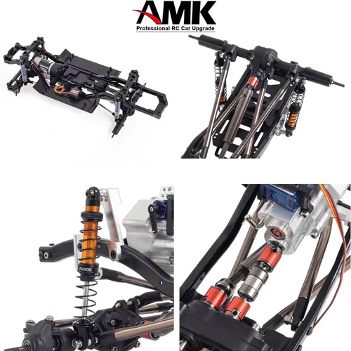 Vista 5 de Marco RC 12.323 in distancia entre ejes Marco de chasis de metal con transmisión de 2 velocidades Eje delantero invertido para 1/10 RC Crawler Axial