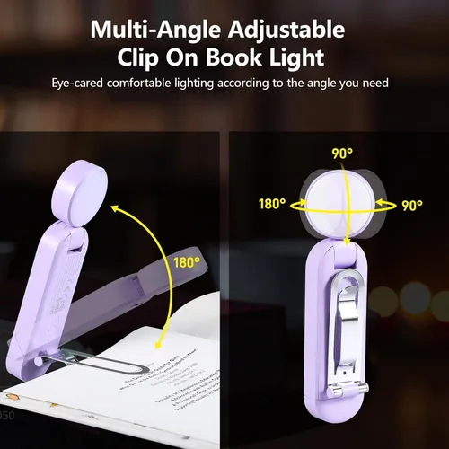 Vista 5 de VAVOFO - Luz de lectura recargable USB con clip, bloqueo de luz azul, luz de lectura con marcador de ámbar para gusanos de libros con cuidado