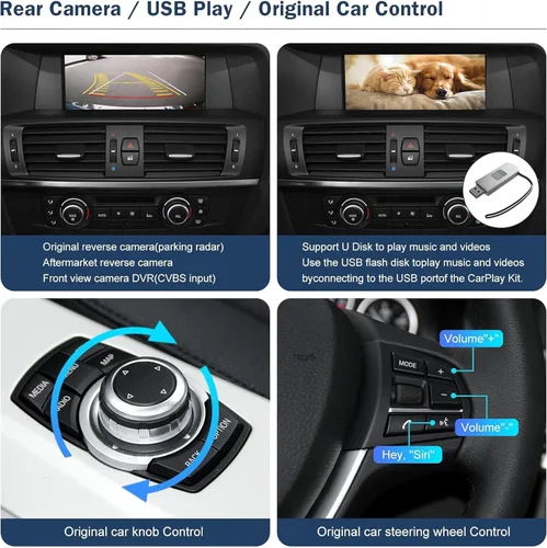 Vista 4 de NINETOM Kit de reacondicionamiento inalámbrico Carplay compatible con BMW CIC System 1 3 5 6 7 Series X1 X3 X5 X6 Z4 2008-2012 Año, compatible