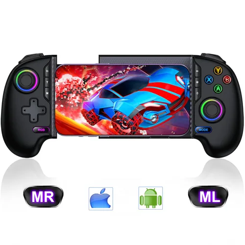 Vista 8 de Wireless Mobile Game Controller for iPhone & Android – Hall Effect Joystick & Triggers, Programmable Back Buttons, Phone Case Support, Compatible