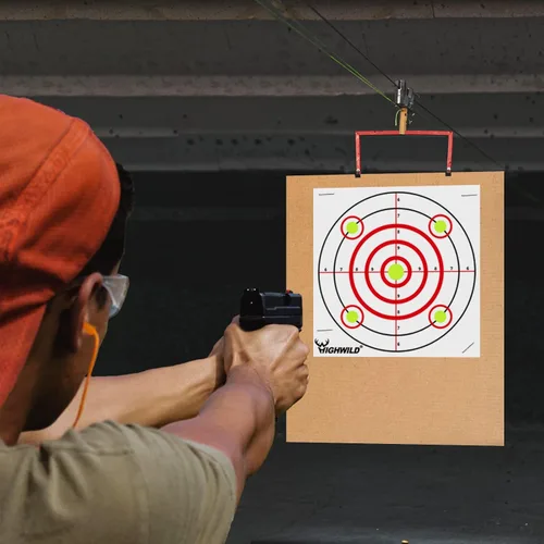 Vista 5 de Highwild Objetivos de papel de disparo Bullseye - para rifle de aire/pistola de aire comprimido para práctica de balas trampas - 11 x 11 pulgadas