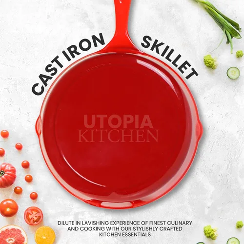 Vista 4 de Utopia Kitchen Juego de sartenes de hierro fundido de 3 piezas, sartén para chefs, sartenes de hierro fundido pre-sazonadas, 6, 8 y 10 pulgadas