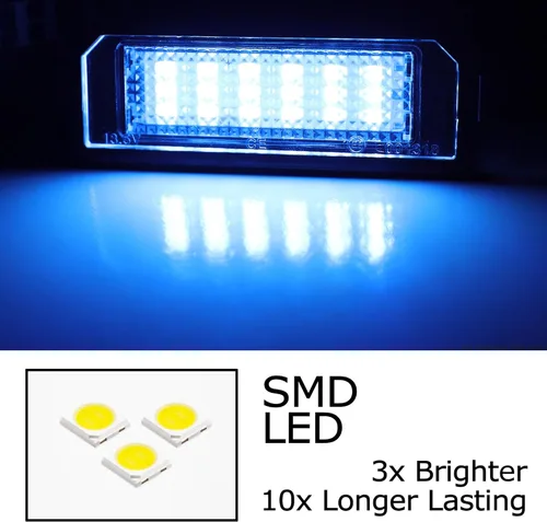 Vista 2 de iJDMTOY OEM-Fit Kit de luces LED completas para placa de matrícula en color azul hielo para Volkswagen Golf GTi, CC, Rabbit, Eos, Beetle; Compatible