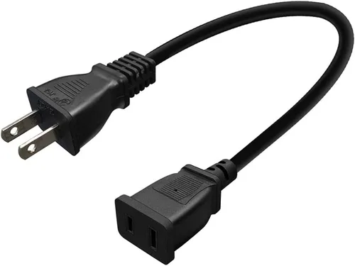 Toptekits (0,5 m) Cable de Extensión de Alimentación USA Outlet Saver 125V 10A 2 Clavijas 2 Salidas para NEMA 5-15P a NEMA 5-15R, Bonita Extensión