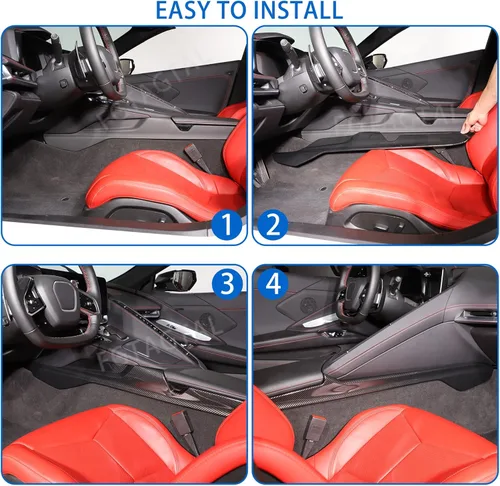 Vista 6 de Co-Pilot - Cubierta de panel lateral de caja de reposabrazos compatible con Chevrolet Corvette C8 2020-2025, moldura de panel lateral del conductor
