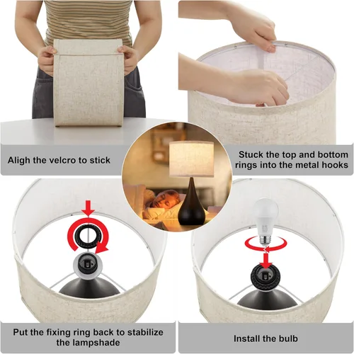 Vista 9 de Juego de 2 lámparas táctiles modernas de 18.1'' para mesita de noche con brillo regulable de 3 niveles, lámparas de mesa para sala de estar