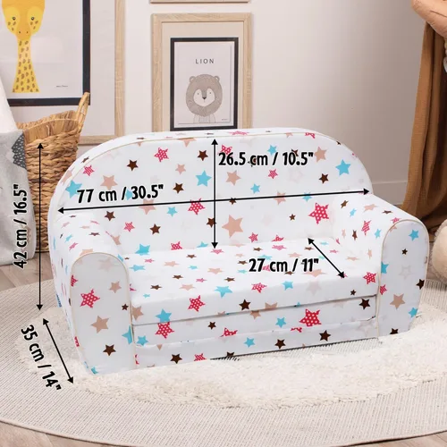 Vista 56 de Delsit Sofá infantil para niños pequeños – Sofá convertible de espuma 2 en 1 a tumbona, cómoda silla abatible para niños, fabricada en Europa