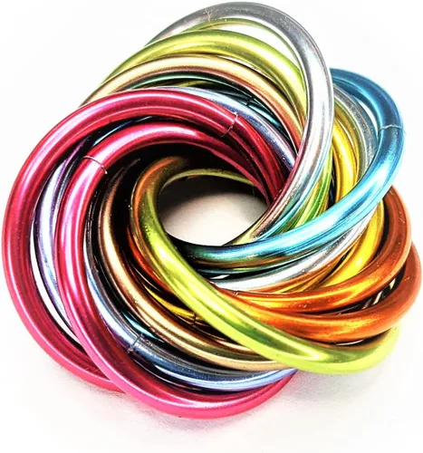 Vista 48 de Bola Fidget Möbii (MultiColor): Herramienta de juguete silenciosa para aliviar el estrés, ansiedad y estimular el ADHD para el hogar, viajes, Cromo