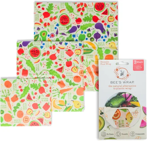 Vista 10 de Bee's Wrap Envolturas de cera de abeja para alimentos, hechas en Estados Unidos, reutilizables y orgánicas, envoltura para sándwiches y cubiertas