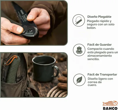 Vista 3 de Bahco BAH396LAP Sierra plegable para lapadera, hoja de 7-1/2", agarre Ergo, verde