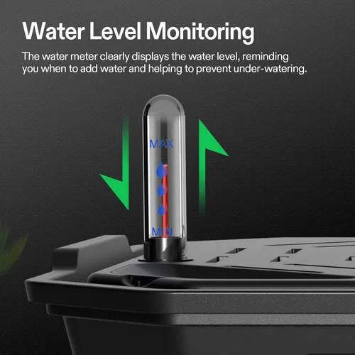Vista 6 de VIVOSUN Paquete de 4 Macetas de Autoriego FlexFeed, Base de Maceta de Tela con Riego Automático con Medidor de Agua y Ventana de Mantenimiento