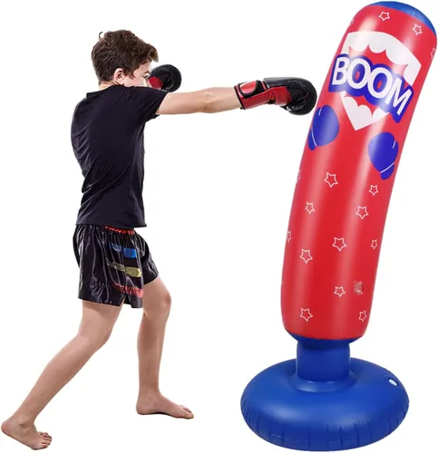 Vista 8 de Saco de boxeo inflable para niños, saco de boxeo para niños, saco de boxeo para practicar karate, taekwondo, bolsa de boxeo antiestrés