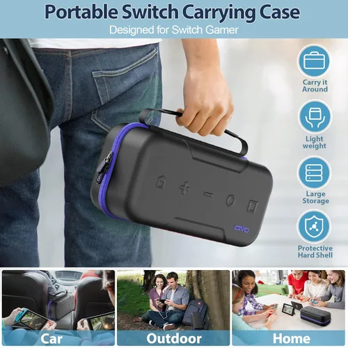 Vista 7 de Switch Carrying Case Compatible with Nintendo & OLED, Portable Switch Travel Carry Case Fit for Joy-Con and Adapter, Hard Shell Protective OLED