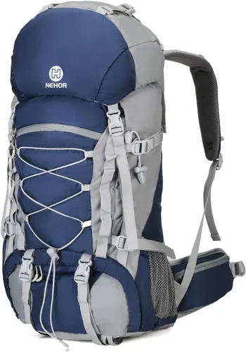 Mochila de senderismo de 60L, mochila de camping resistente al agua con cubierta para la lluvia, mochila de senderismo grande y ligera para viajes