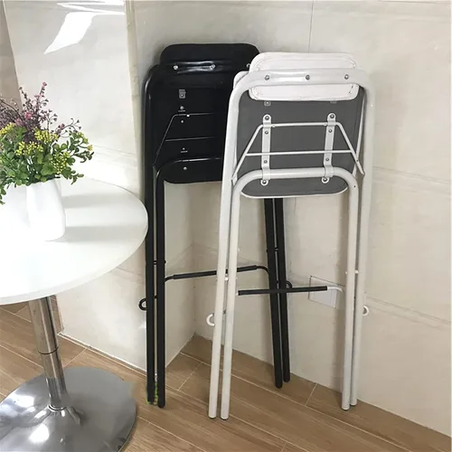 Vista 2 de Taburete plegable para el hogar, silla de bar de 27/29 pulgadas, taburete alto con respaldos, silla de pub de madera, taburete de metal