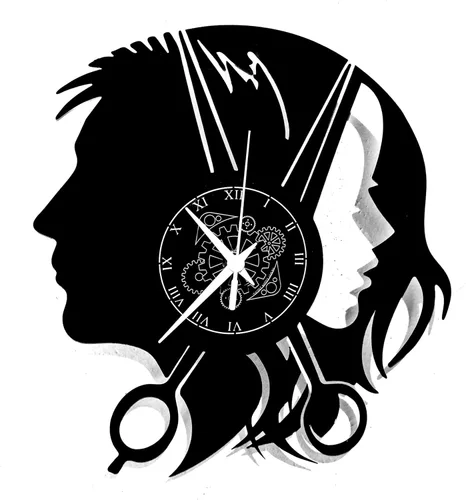 Reloj de pared Disco Vinilo Peluquería Hombre Mujer Barbería, Vintage Hecho a Mano