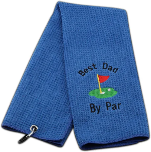 JXGZSO Toalla de golf bordada para papá, toalla de golf bordada con clip (Best Dad by par)