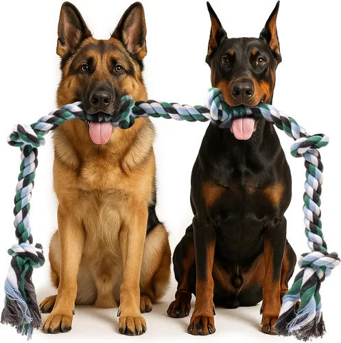 Vista 8 de Juguetes de cuerda gigantes para perros extragrandes - 107 cm, 6 nudos, juguetes de cuerda resistentes para perros grandes - Beneficios
