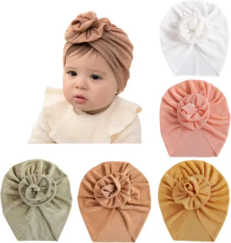 Vista 12 de Newborn Babies Headwrap Hat Infant Toddler Cotton Soft Cute Nursery Beanie Headbands Top Bowknot Cap