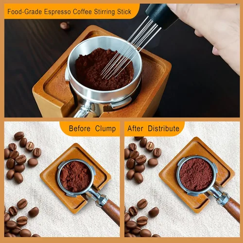 Vista 4 de Kit de accesorios de espresso de 2.008 in, 4 distribuidores de café de 2.008 in, nivelador de manipulación de café espresso con herramienta WDT