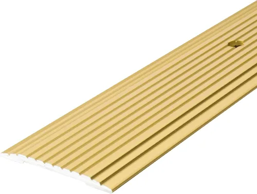 Vista 3 de M-D Building Products 79012 - Carpeta de costuras de aluminio de latón satinado de 1-1/4 pulgadas x 36 pulgadas con clavos de rosca