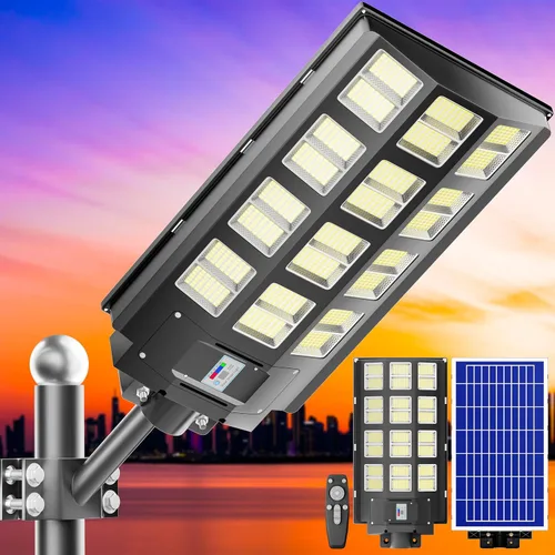 Vista 9 de Farolas solares para exteriores, impermeables, 9000 W, energía solar, luz de calle del atardecer al amanecer con sensor de mención, luz