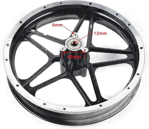 Vista 2 de 2.50-10 Conjunto de cubo de llanta de rueda delantera+trasera de aluminio para 49cc-50cc 2 tiempos Mini Pocket Bike Pit Dirt Bike Scooters