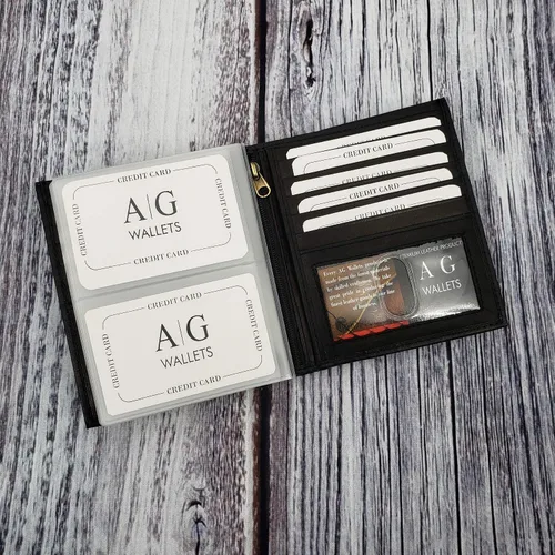Vista 6 de ag wallets Cartera europea plegable de cuero genuino RFID para hombre Hipster 2 ventanas de identificación