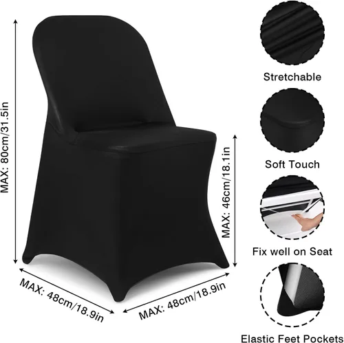 Vista 6 de Fixwal 12 fundas elásticas para sillas plegables de elastano, universales, ajustables, lavables, para comedor, fiesta, boda, banquete y decoración