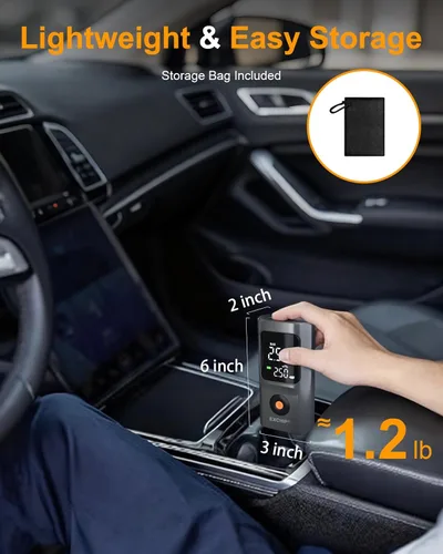 Vista 8 de Inflador de neumáticos, compresor de aire portátil, bomba de aire de neumáticos de doble potencia para neumáticos de automóvil, recargable