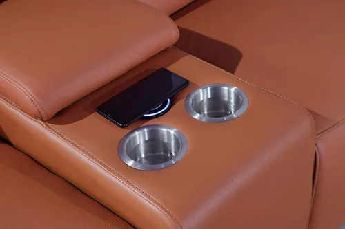 Vista 21 de BlackJack Furniture Venice - Sofá modular de cuero italiano de grano superior de 5 piezas con 3 reclinables eléctricos, reposacabezas ajustable