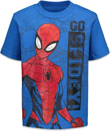 Vista 5 de Marvel Spider-Man - Paquete de 4 camisetas sin botones para niños pequeños a grandes