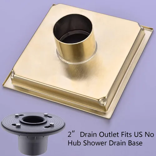 Vista 6 de TRUSTMI Desagüe cuadrado de 6 pulgadas con cubierta de rejilla extraíble, acero inoxidable SUS 304, oro cepillado