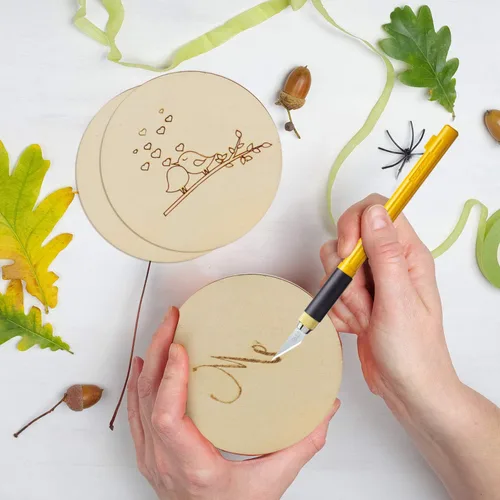 Vista 7 de 80 piezas de círculos de madera sin terminar de 4 pulgadas en blanco, rebanadas de madera redonda natural en blanco, azulejos de madera recortados