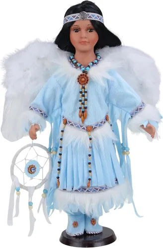 Vista 7 de KINNEX COLLECTIONS SINCE 1997 Muñeca de porcelana india nativa americana coleccionable de 16" (Alameda) D16670