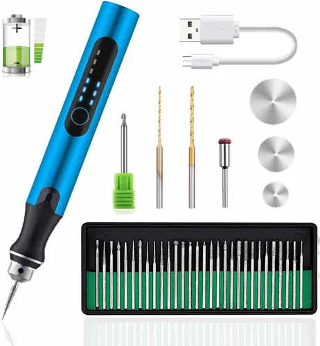 Bolígrafo de grabado recargable por USB con 35 bits, mini grabador eléctrico, herramientas rotativas inalámbricas, joyería grabada, piedra, metal,