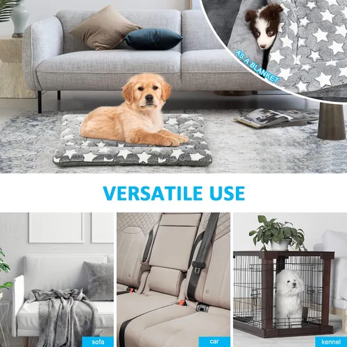 Vista 8 de Tapete de cama para perro, reversible, para perros medianos y pequeños, portátil y suave, lavable a máquina, para perrera de 24 pulgadas