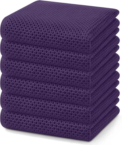 Vista 17 de Homaxy Paños de cocina de 100% algodón con tejido de gofre, ultra suaves, absorbentes, de secado rápido, 12 x 12 pulgadas, paquete de 6, amarillo