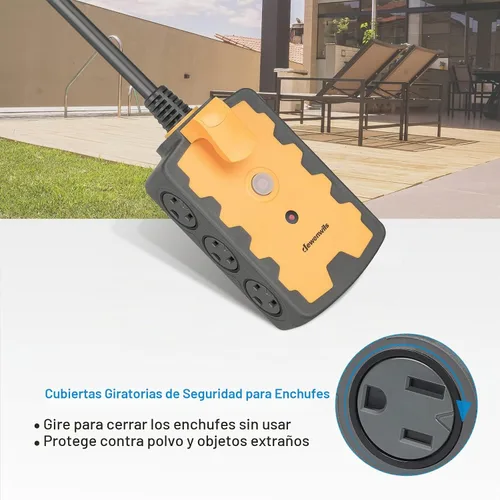 Vista 5 de DEWENWILS Tira de alimentación para taller, tira de 6 salidas con cable de extensión de 15 pies, calibre 14/3C resistente, cable de alimentación