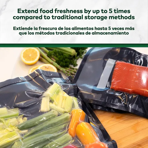 Vista 7 de Bolsas de alimentos selladas al vacío de 11 x 24 pulgadas, 50 unidades, 5.5 Bolsas de almacenamiento precortadas de grado comercial, aptas