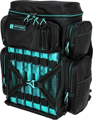 Vista 10 de Mochila para aparejos de pesca Evolution Drift Series, mochila de camping con 6 bandejas para aparejos de pesca, resistente