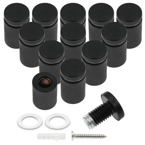Vista 18 de Luomorgo 12 piezas tornillos separadores de acero inoxidable de 1" x 1", herrajes de montaje para letreros de pared, separadores de vidrio