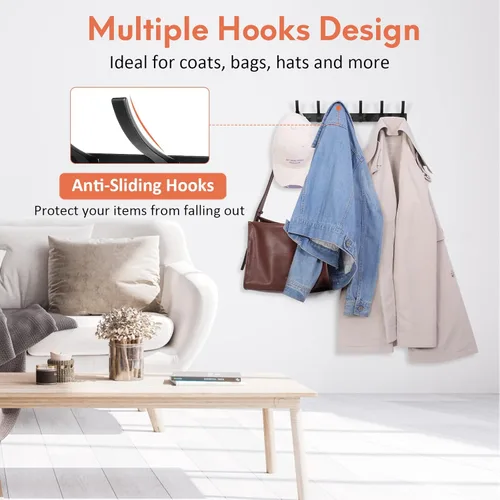 Vista 4 de Perchero de pared Optish, gancho de pared para abrigos, ganchos de pared para colgar, estante para sombreros para paredes, colgador de abrigos