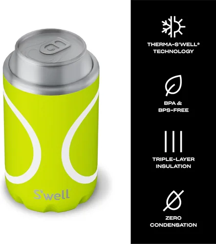 Vista 3 de S'well Enfriador de bebidas de acero inoxidable, se adapta a latas y botellas de 12 onzas, punto de partido, recipiente aislado al vacío de triple