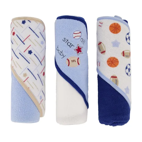 Vista 16 de Cudlie Buttons & Stitches Toallas con capucha para bebé niña, paquete de 3 en estampado de elefante floreciente, enrolladas/acartonadas, GS71729